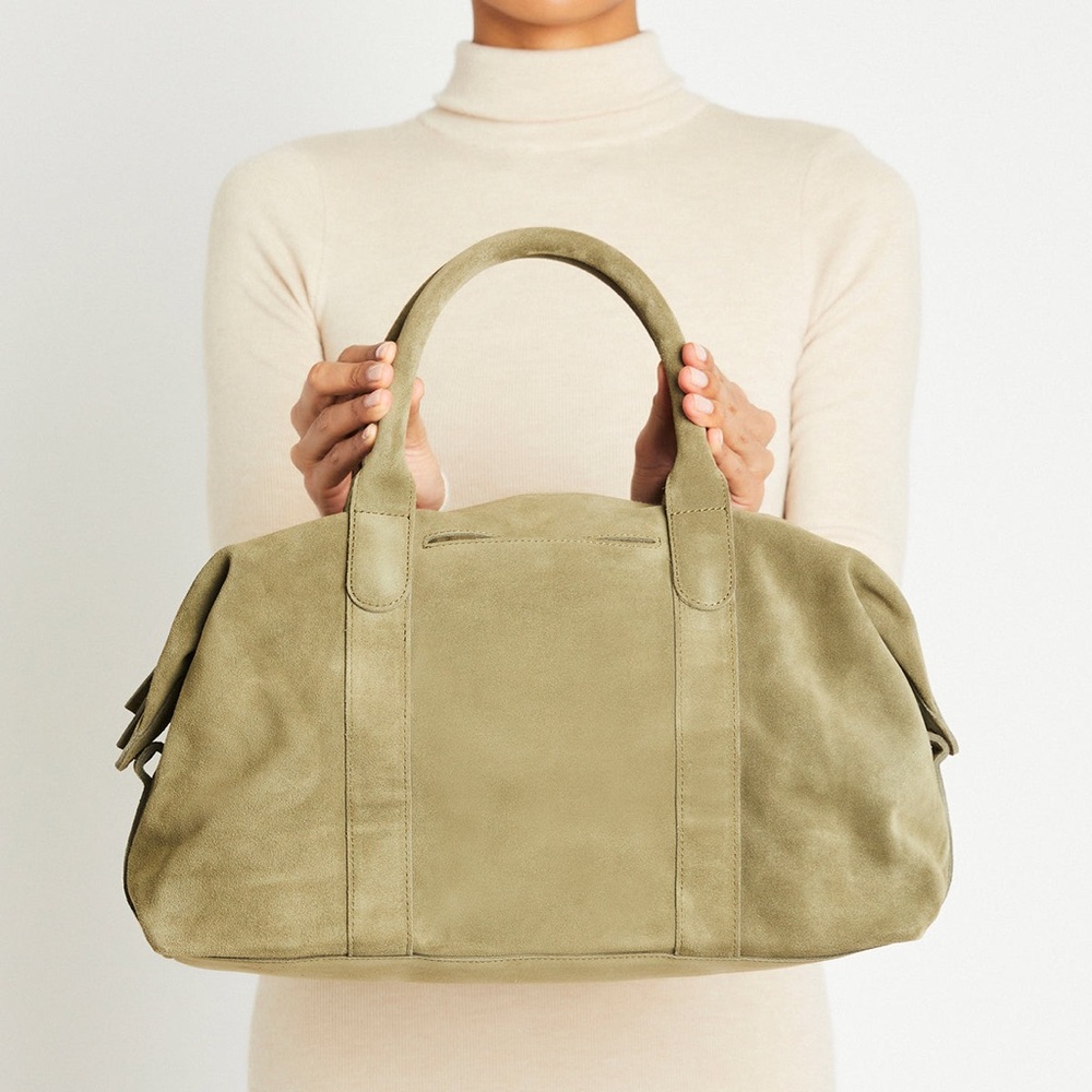 M.I.L.A. Ria Olive Green Suede Duffel Bag - Picture 2 of 16